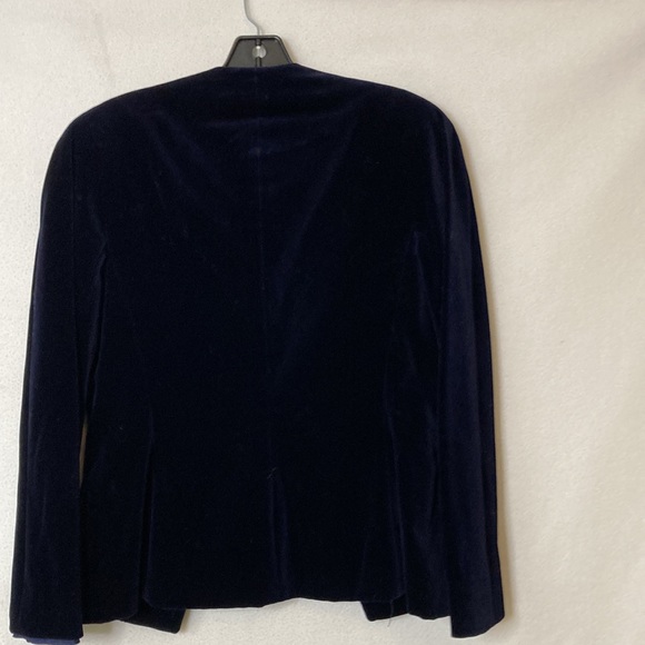 Ann Klein size 6 velour blazer. Dark Navy.Fully lined. Vintage. Shoulder pads. - Picture 3 of 8